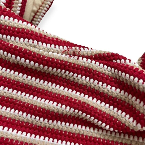 Peony Swimwear Poolside One Piece Swimsuit with Tie Red White - Picture 10 of 14